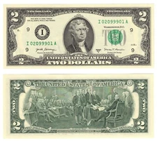 2017 A USA 2 Dollar Banknote new Signatures  UNC P544 I - Minneapolis MN