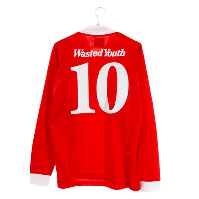 WASTED YOUTH soccer game long sleeve polo shirt red WY25CS006 Used  