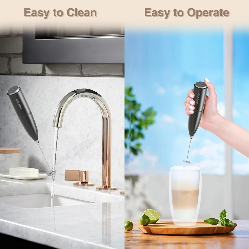 Milk Frother Handheld For Coffee With Stand Electric Whisk Drink Mixer