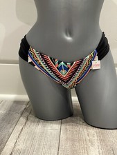 NWT Victorias Secret PINK Swim Ruched Side Small Cheeky Bikini Bottom Geo NEW 