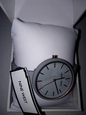 Nine West Women's Watch Round Gray Dial Gray Tone Band -Needs Battery
