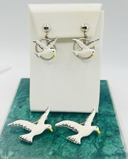 Seagull Earrings And Brooch Set 