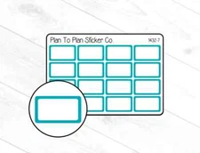 1432-7~~Turquoise Half Boxes Planner Stickers.
