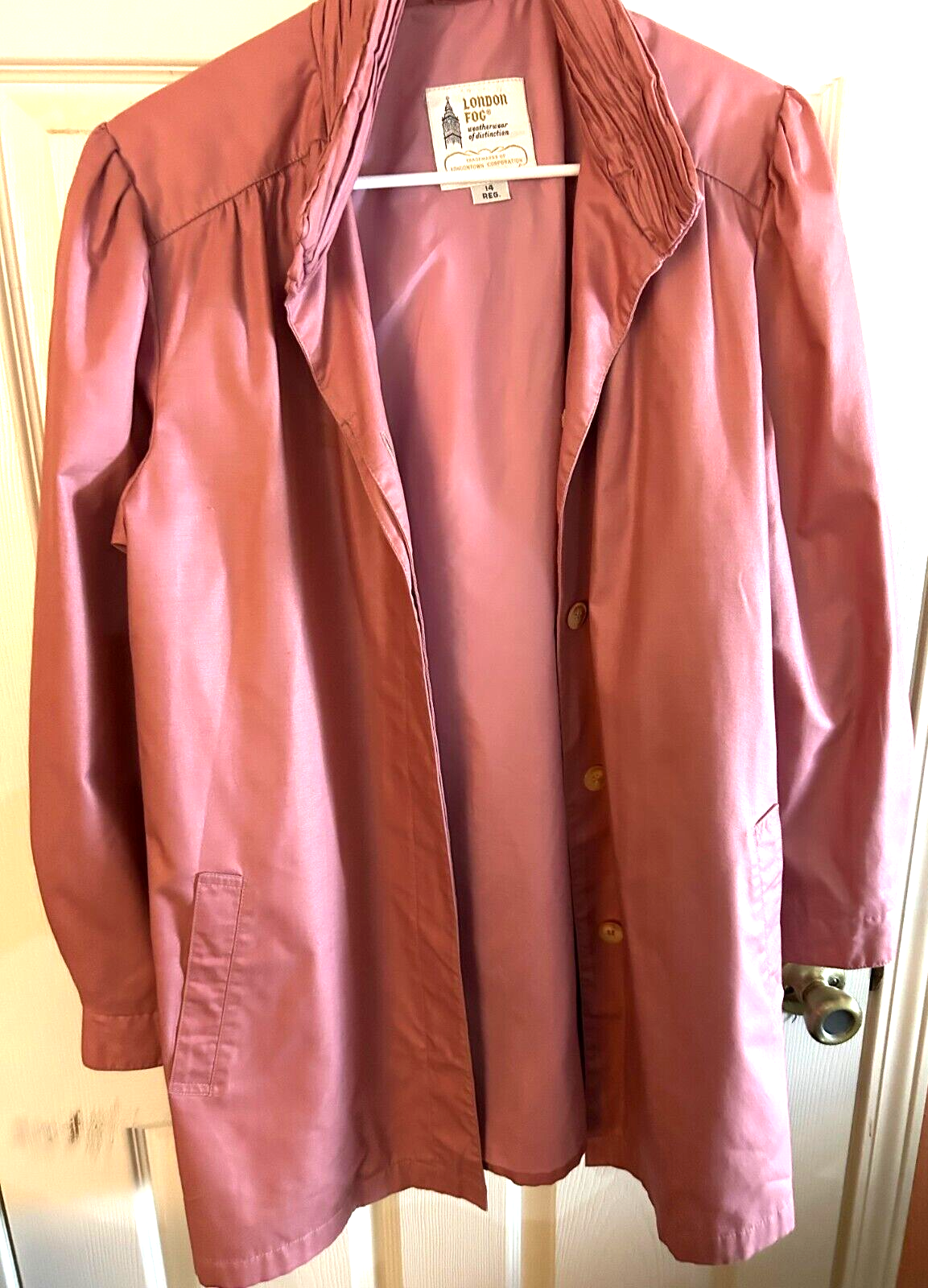 London Fog Rose Pink Women’s 14 Regular Button-Up Jacket Coat with Classic Fit and Stylish Design
