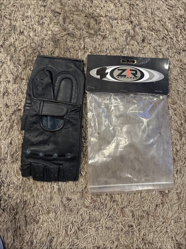 Z1R Half Shorty Vented Perforated Motorcycle Riding Gloves Size L BLACK - Picture 4 of 4