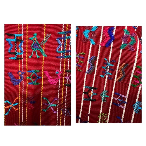 Handmade Guatemala Mayan Huipil Poncho Embroidered Fringes Folk Art Boho Hippie - Picture 5 of 12