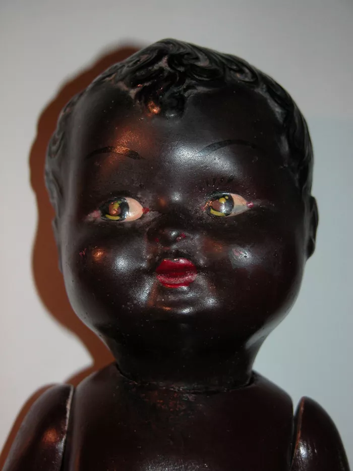 JOLI POUPON NOIR EN TERRE DE PIPE 1930 black old antique bisque doll 30 cm