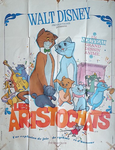 LES ARISTOCHATS WALT DISNEY 1970 ANCIENNE AFFICHE CINÉMA ORIGINALE 160 X 120