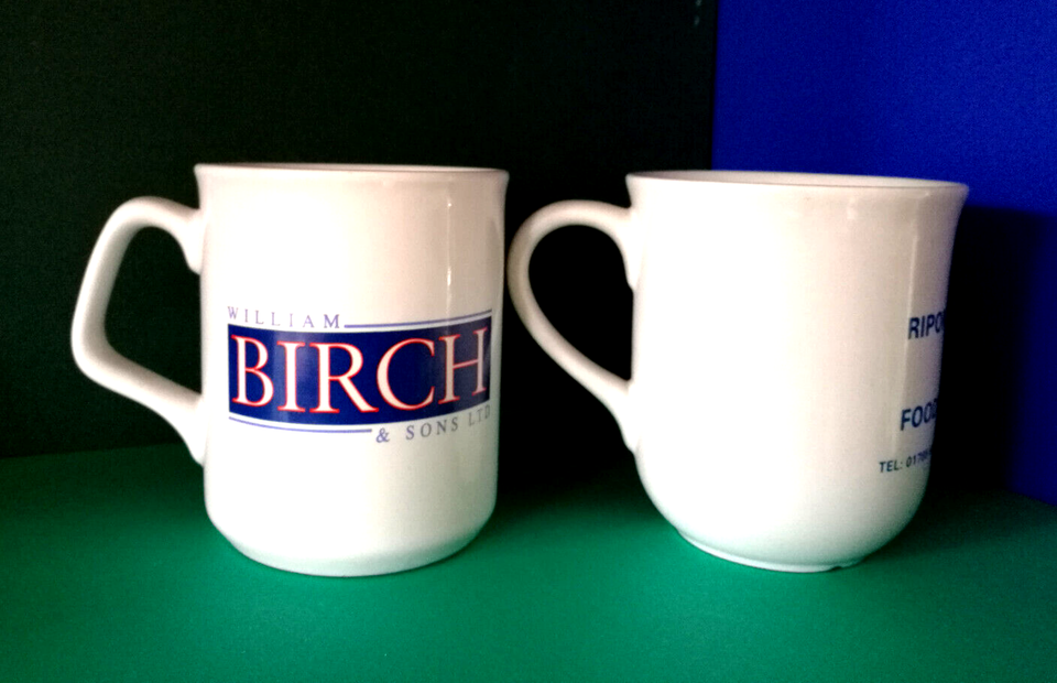 TWO COFFEE TEA MUG COLLECTABLE HOME KITCHEN "V.BIRCH & SONS" and "RIPON