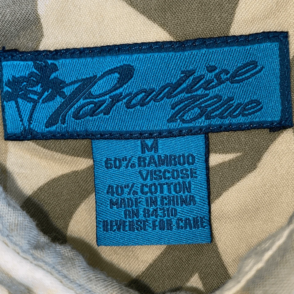 Camisa Aloha Hawaiana Viscosa Bambú Azul Paraíso Usada en Excelente Condición Geometría Tropical Foto 4 de 4