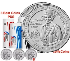 2025 P D S Juliette Gordon Low  Girl Scouts Quarter PDS Coin Set BEST