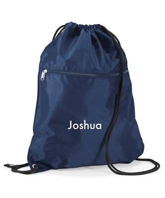Turnbeutel, PE-Beutel Schule Badetasche mit Reißverschluss. personalisiert mit Namen bestickt