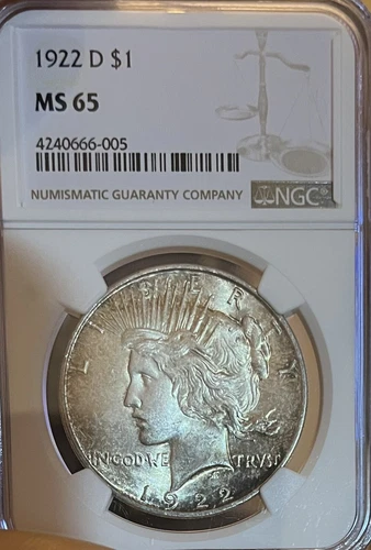 1922-D NGC MS65 Peace Silver Dollar