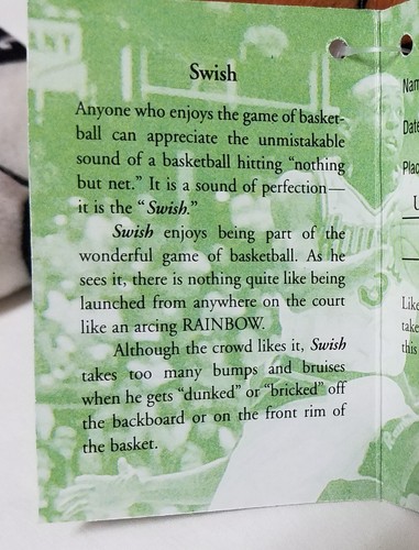 University of Hawaii Beanie Plush "SWISH" 1999 UH Basketball Rainbow Warriors - Picture 12 of 15