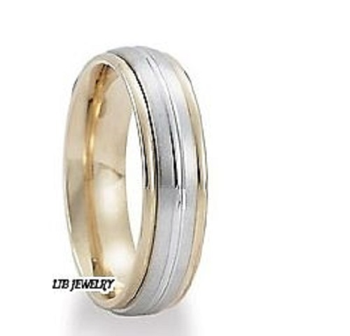 Two Tone Wedding 14k White Gold Mens Wedding Band MENS TWO TONE