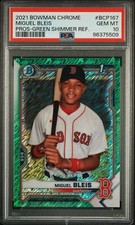 2021 BOWMAN CHROME PROSPECTS GREEN SHIMMER REFRACTOR MIGUEL BLEIS 97/99 PSA 10