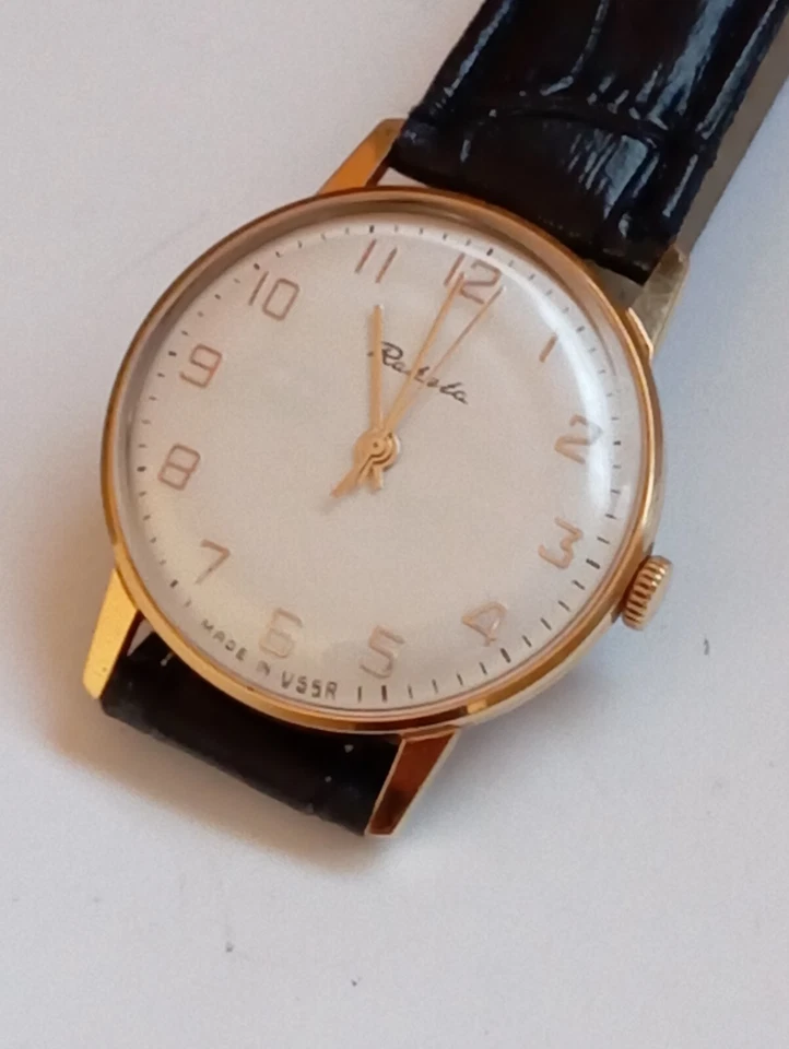 Reloj de pulsera vintage para hombre RAKETA, fabricado en la URSS, chapado en oro Au-10 Foto 4 de 4