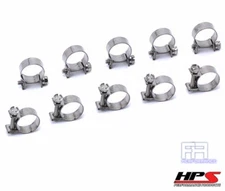 10X HPS Stainless Steel Fuel Injection Hose Clamps 7/16" - 1/2" (11mm - 13mm)