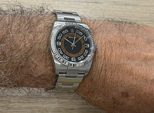 ROLEX OYSTER PERPETUAL 36mm 116034 HARLEY DAVIDSON DIAL STEEL WRIST WATCH - Picture 6 of 11