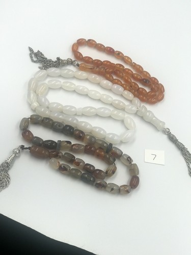 3 Genuine SOLEYMANI /ORANGE/MILKY WHITE Yemani Tasbih/ROSARY BEADS مسبحة التسبيح - Picture 6 of 12