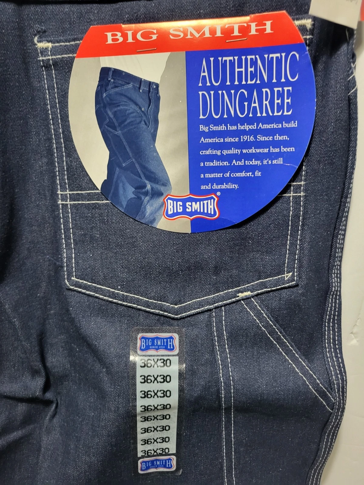 NEW OLD STOCK 70S 80s? Big Smith Authentic Dungarees Sanforized Jeans 36X30 USA