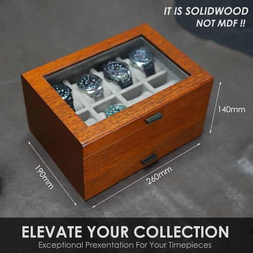 Watch Box with Drawer, Large Display Case for 8 Watches and Sunglasses Access... - Picture 3 of 7