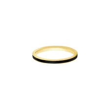 1.5mm Black Enamel Band Ring Real 14K Yellow Gold All Sizes