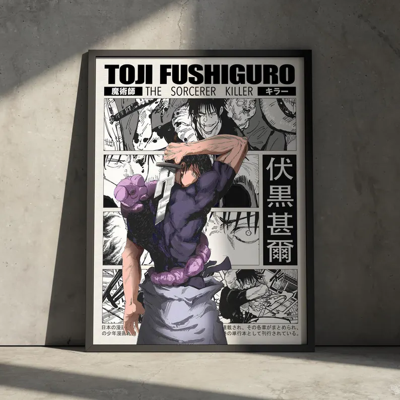 Toji Jujutsu Kaisen Anime Poster Print, JJK Manga Retro Artwork