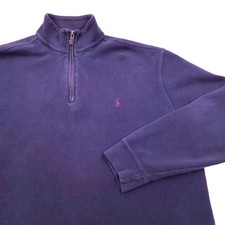 Polo Ralph Lauren Quarter Zip Sweatshirt Cotton Navy Blue Mens XL