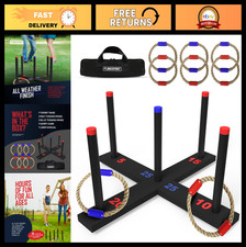 Outdoor Ring Toss Game Set with 6 Rings Carry Case Fun Backyard Activity for