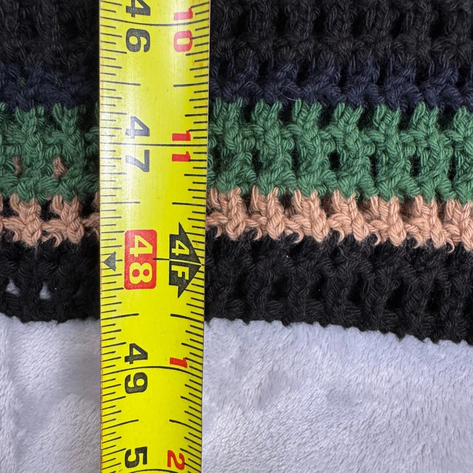 Jason Wu Crocheted Cotton Sleeveless Dress Womens XL Striped BlackGreenBeige - Image 4 of 4