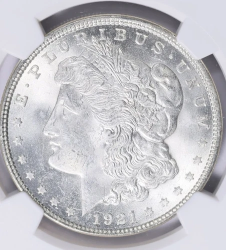 1921 Morgan Silver Dollar NGC MS 63--stunner-blast white. Graded tough!