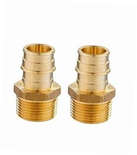 2 piece Brass Expansion Pex A Male NPT Adapter Fitting Full Pack of 2 1"x 1"