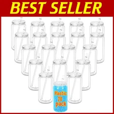 Clear Plastic Snowglobe Cup Set with Lids, 20 Pack