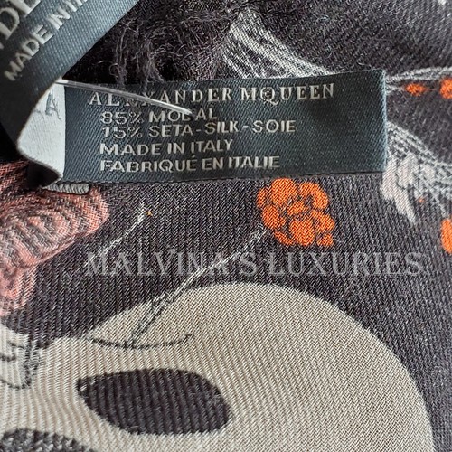 ALEXANDER MCQUEEN SCARF SKULL CABINETS PRINT BLACK MODAL SILK SQUARE 54" $475 - Picture 19 of 22