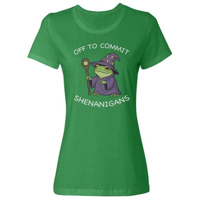 Off To Commit Shenanigans Wizard Frog Funny Ladies' Crewneck T-Shirt