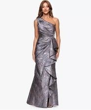 XSCAPE Women's Jacquard One Shoulder Ruffled Dress Sz16 $289 (551)