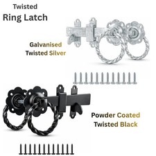 Twisted Ring Gate Latch Heavy Duty for Wooden Doors 6"/150mm Catch with Screws