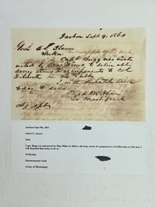1861 antique CIVIL WAR LETTER jackson ms QUARTERMASTER McAFEE ALCORN CAPT BUGG