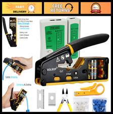 RJ45 Crimp Tool Kit - Ethernet Crimper for CAT5, Cat5e, Cat6 Cables, Pass Throug