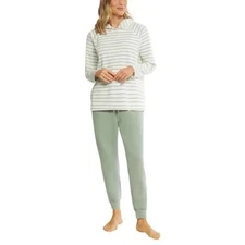 Max & Mia Women's 2 Piece Stripe Waffle Knit Lounge Set, Sage, Size: 2XL, New