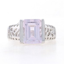 NEW Amethyst Cocktail Ring - Sterling Silver Genuine Women's Emerald Size 7.5