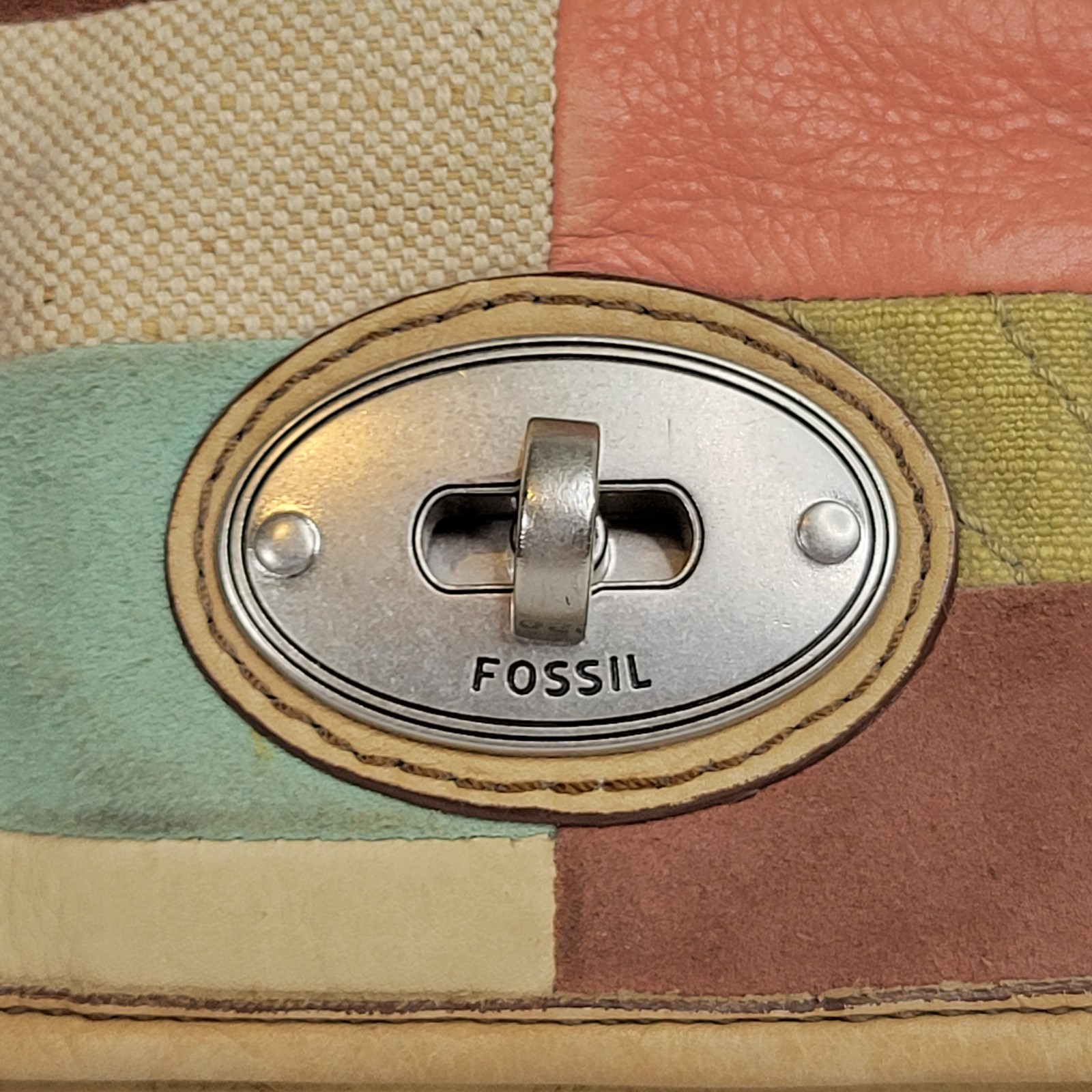 Fossil Maddox Patchwork Flap Pebbled Leather Cros… - image 3