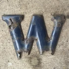 Vintage Porcelain Letter “W” Gulf 10” Gas station SIGN Marquee Blue 1950’s Metal