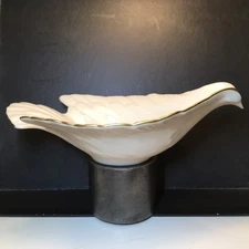 VTG Lenox Porcelain Ivory Bird Peace Dove 24K Gold Trim Nut Candy Trinket Dish