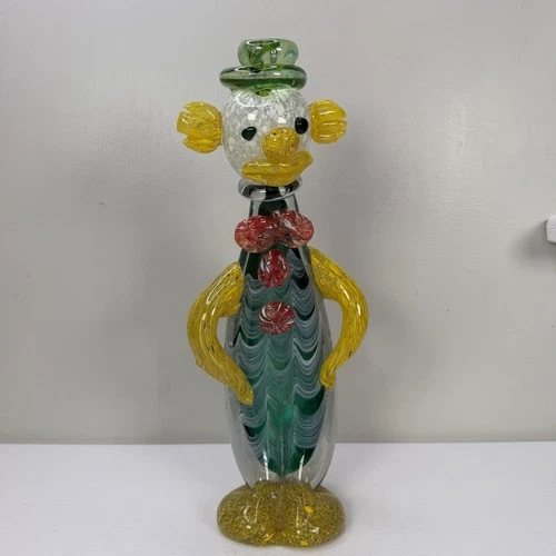 Vintage Murano Style Art Glass Clown 10" - Small Chip in Hair - SEE PHOTOS