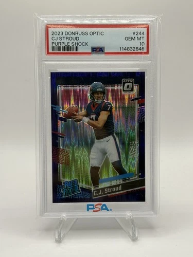 2023 Panini Donruss Optic C.J. Stroud #244 Purple Shock Prizm Rated Rookie PSA …