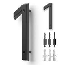 6" Floating House Number for Outside, Metal Modern House Numbers, Black 1 3...