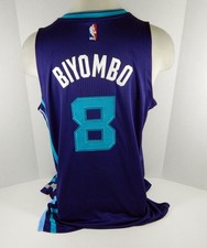 2014-15 Charlotte Hornets Bismack Biyombo #8 Game Issued Purple Jersey DP07938