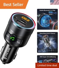 Bluetooth 5.4 FM Transmitter for Car, 38W PD QC3.0 Dual USB Charging Bluetoot...